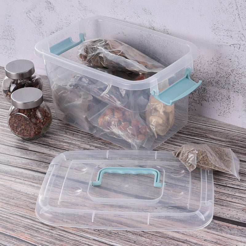 Hespama 6 Packs 6 Quart Lidded Storage Bin, Plastic Latch Container Box with Handle - Image 4